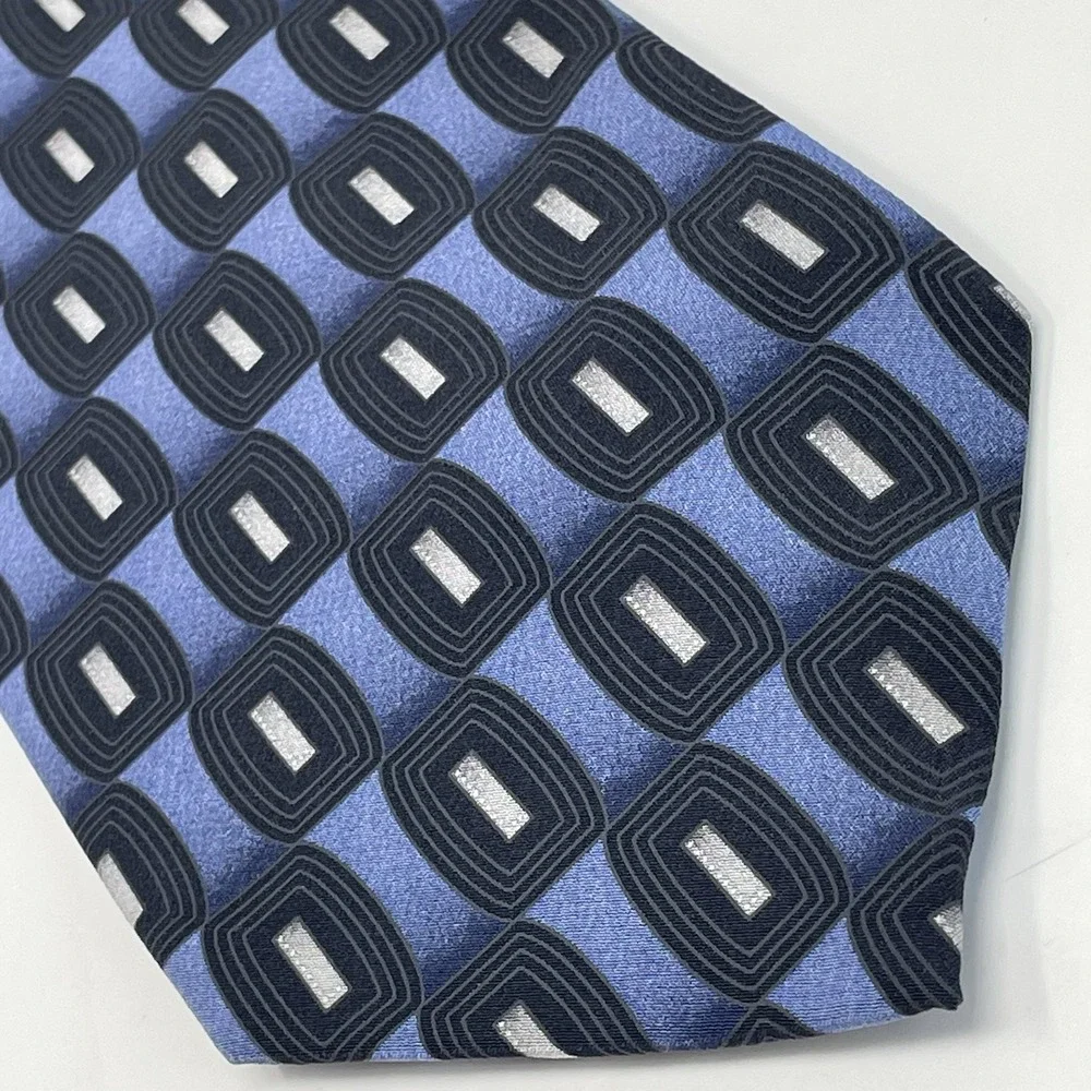 Croft Barrow 100% Silk Red Blue Black Vintage Stripes Geometric Classic Lot of 2